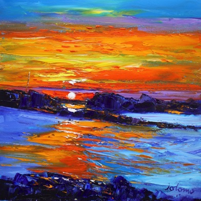 Sunset Columba's Beach Iona 16x16